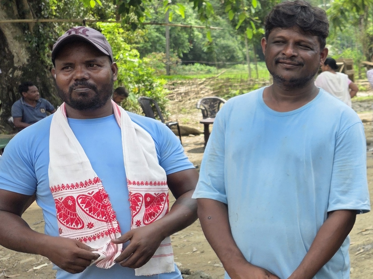 Dipu Kandha and Kiran Bhuyan during their rescue and relief efforts in flood-affected areas