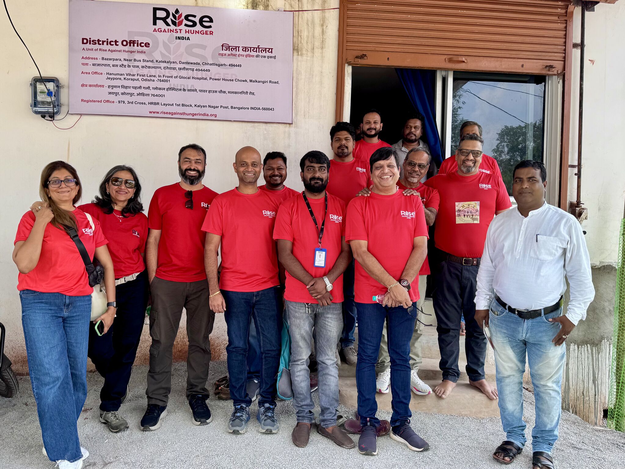 The RAHI team gathered outside the District Program Office in Katekalyan, Dantewada